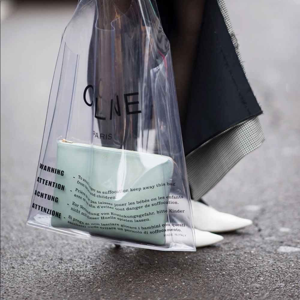 Celine pvc plastic bag with pouch - phoebe philo